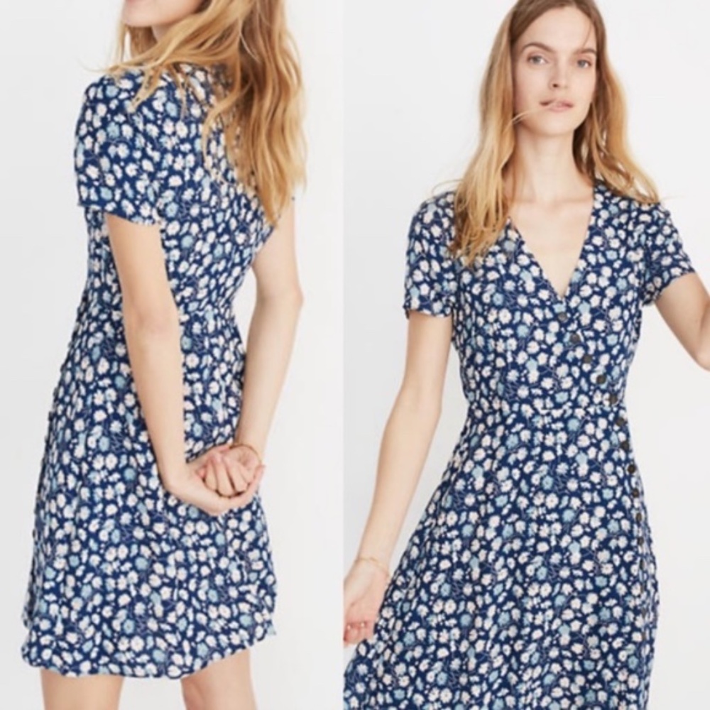 Madewell button wrap dress in French floral 0